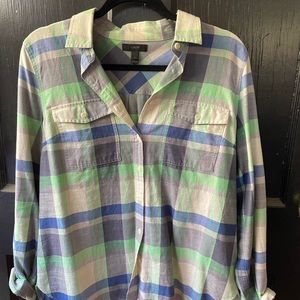 J Crew summer button down- like green, cream and blue!